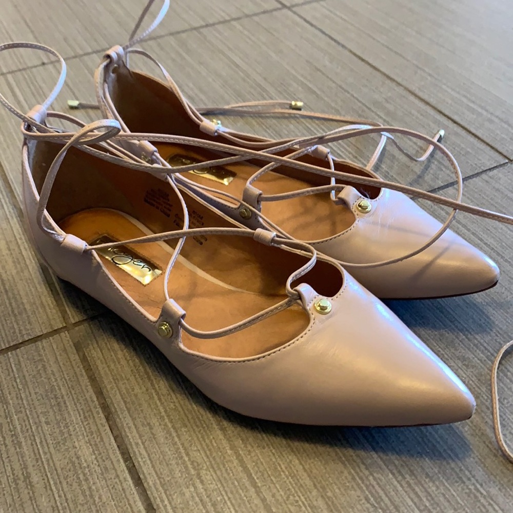 Nordstrom Halogen Blush Tie Point Toe Flats